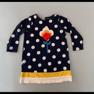 Boden Navy Jersey Dress with Felt Flower Appliqué